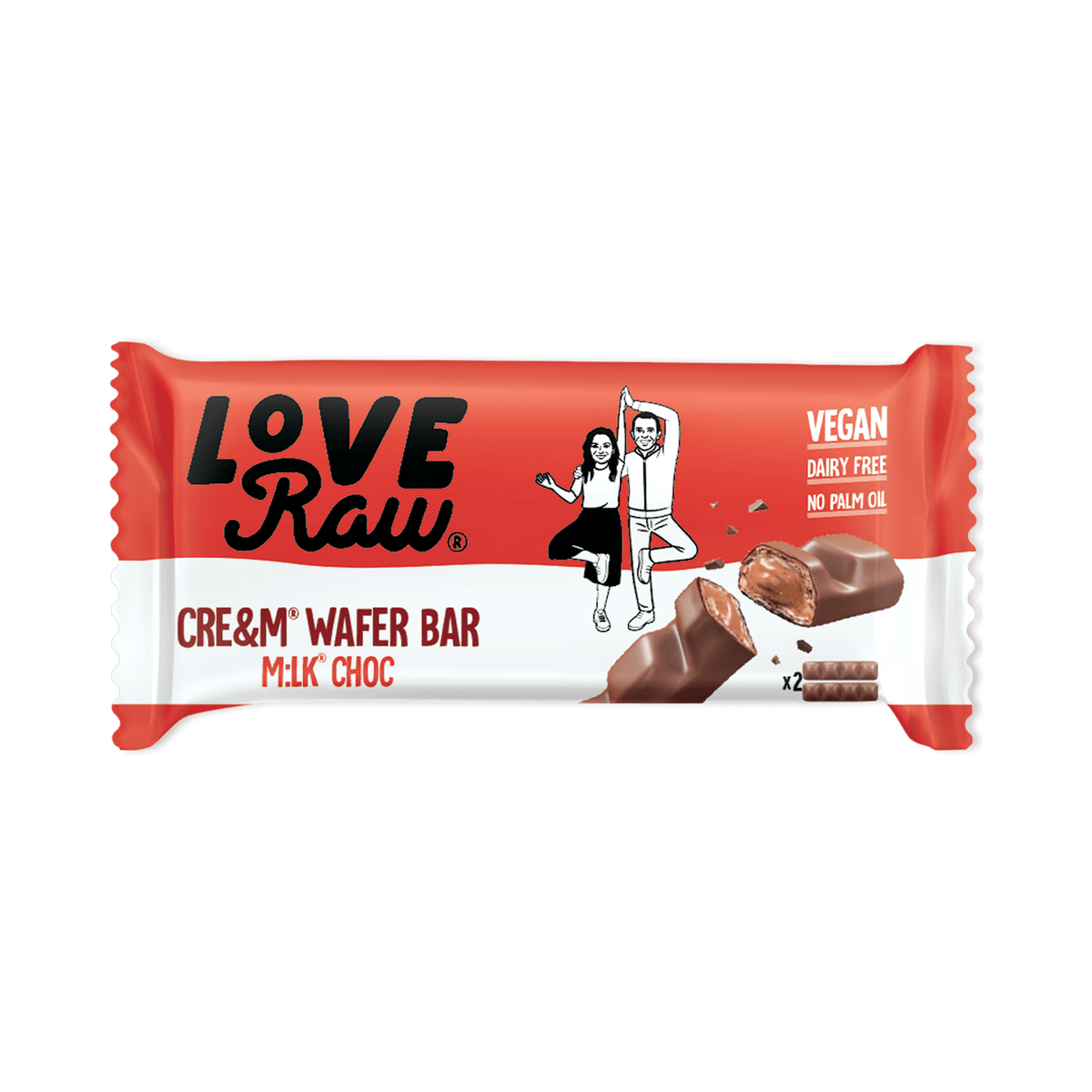 M:lk Choc Cre&m Wafer Bar Box 12x43 g LoveRaw