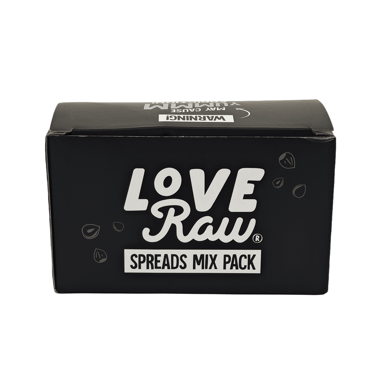 Black box with 'LoveRaw' branding on a transparent background