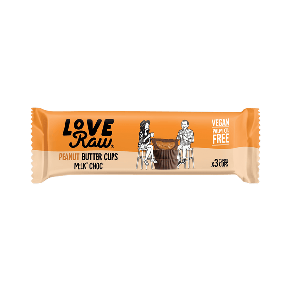M:lk Choc Peanut Butter Cups Box 12x39 g LoveRaw