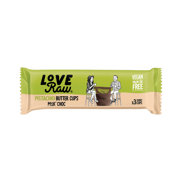 M:lk Choc Pistachio Butter Cups 12x39 g LoveRaw