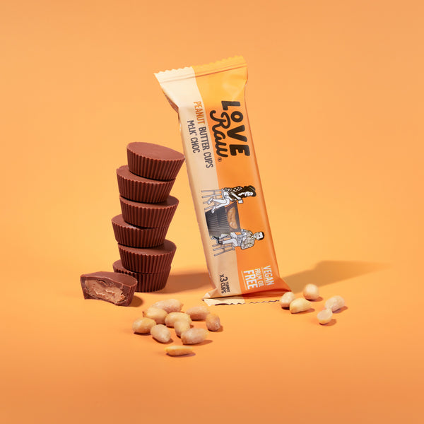 M:lk Choc Peanut Butter Cups Box 12x39 g LoveRaw