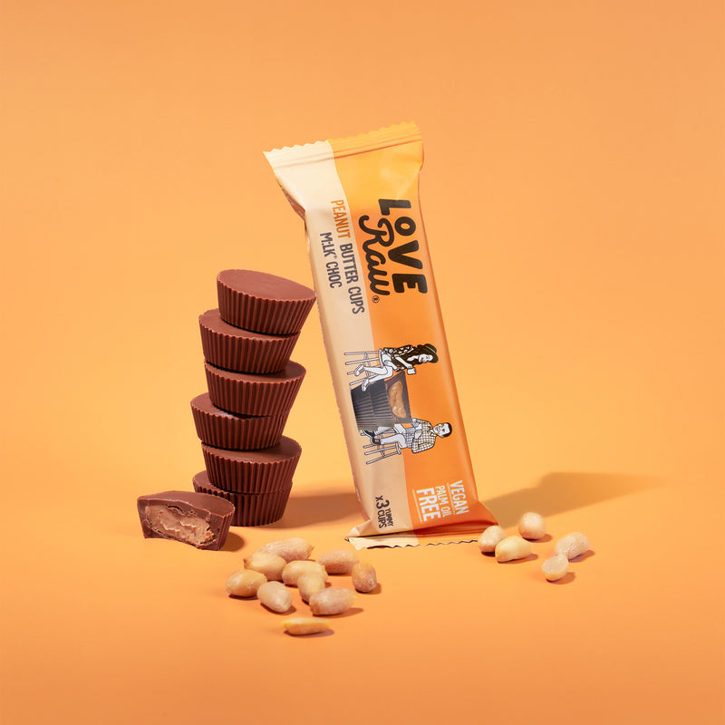 M:lk Choc Peanut Butter Cups Box 12x39 g LoveRaw