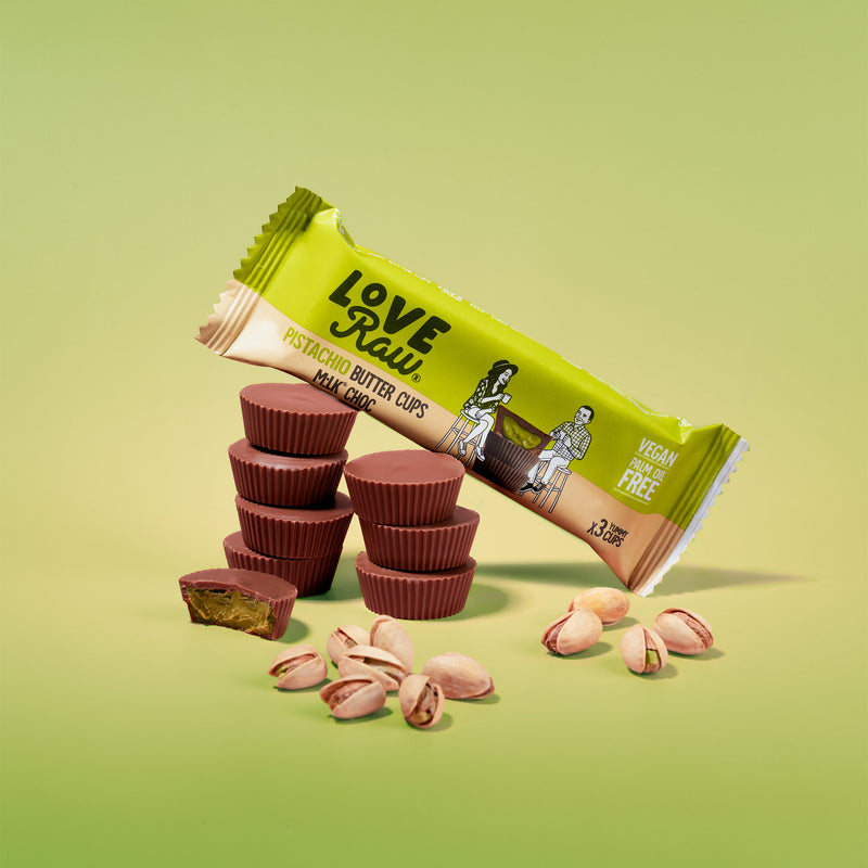 M:lk Choc Pistachio Butter Cups 12x39 g LoveRaw